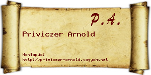 Priviczer Arnold névjegykártya
